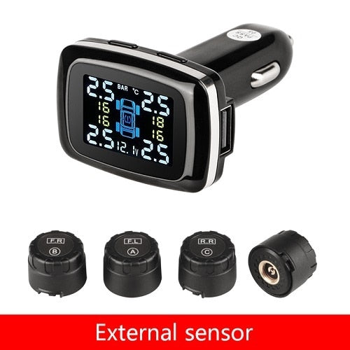 TPMS Tire Pressure Monitoring  Sensors Cigarette Lighter USB port Auto Security Alarm Systems Tire Pressure - KiwisLove