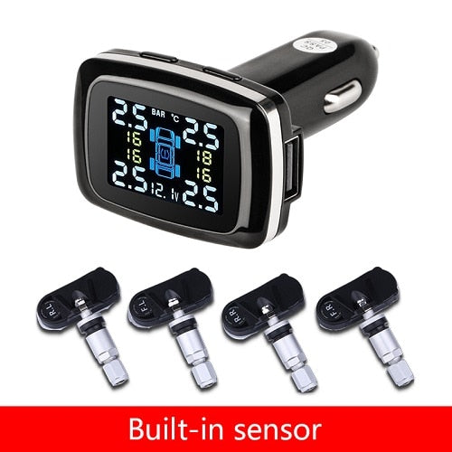 TPMS Tire Pressure Monitoring  Sensors Cigarette Lighter USB port Auto Security Alarm Systems Tire Pressure - KiwisLove