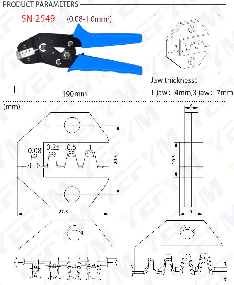 SN-48BS/2549 crimping pliers for tab 2.8 4.8 6.3 XH2.54 SM2.5 DuPont2.54 terminals Car connector wire electrician tools set - KiwisLove