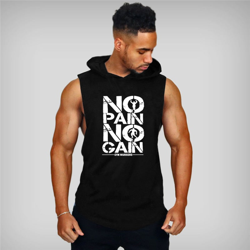 2021 New Mens Bodybuilding Hooded Tank Top Cotton - KiwisLove