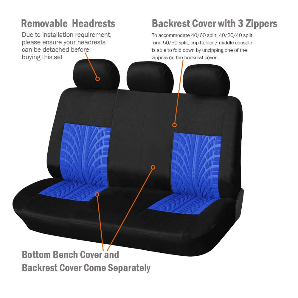 Track Detail Style Car Seat Covers Set Polyester Fabric Universal Fits Most Cars Covers Car Seat Protector - KiwisLove
