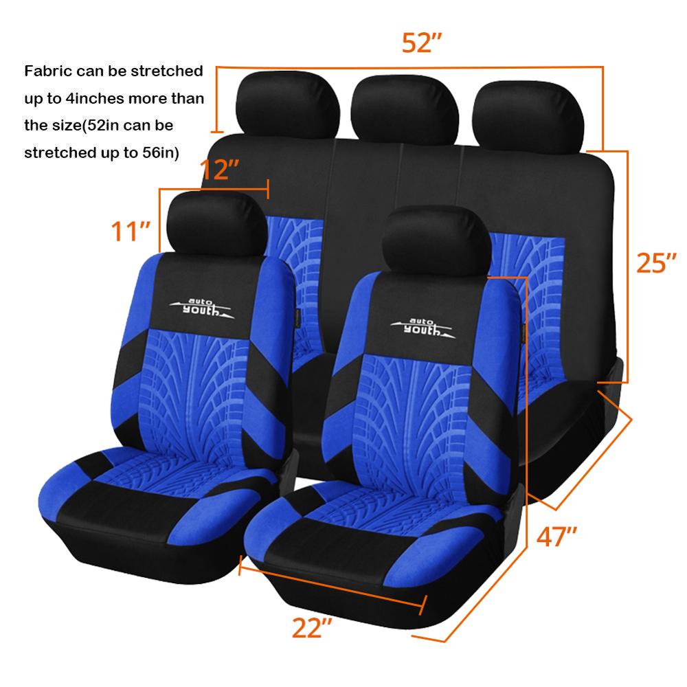 Track Detail Style Car Seat Covers Set Polyester Fabric Universal Fits Most Cars Covers Car Seat Protector - KiwisLove