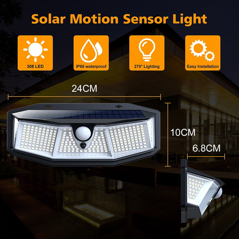 Goodland 308 LED Solar Light Outdoor  Lamp  PIR Motion Sensor Waterproof  Garden - KiwisLove