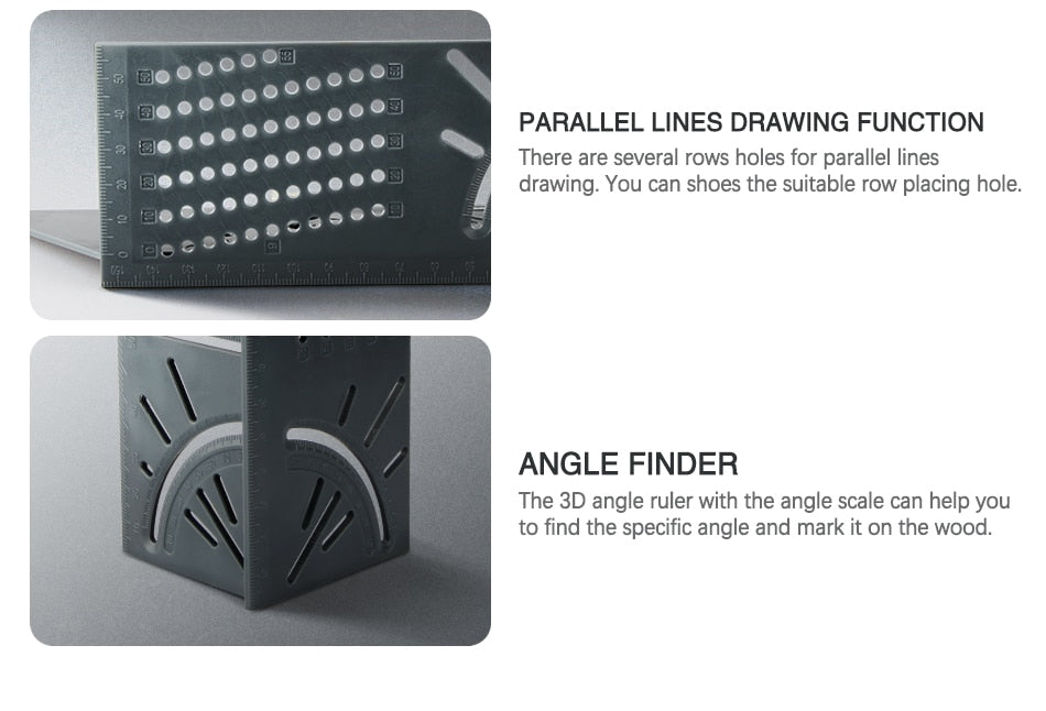 Angle Ruler 3D Mitre Gauge Square Size Marking Angle Measuring - KiwisLove