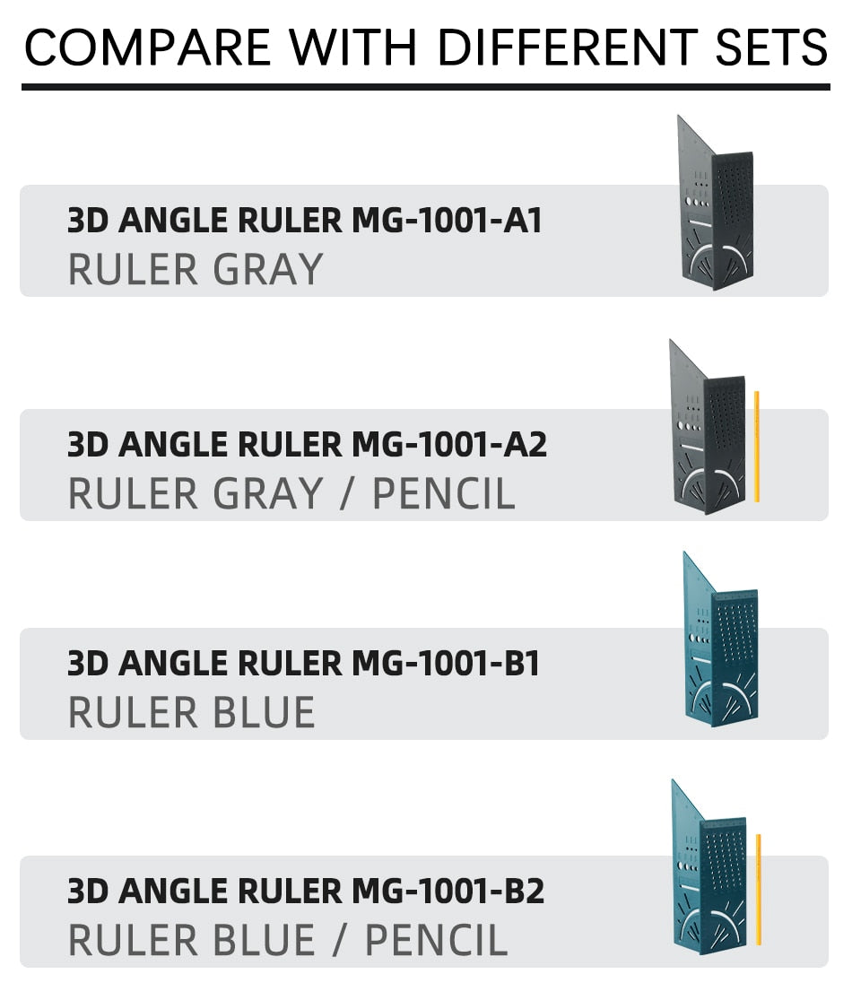 Angle Ruler 3D Mitre Gauge Square Size Marking Angle Measuring - KiwisLove