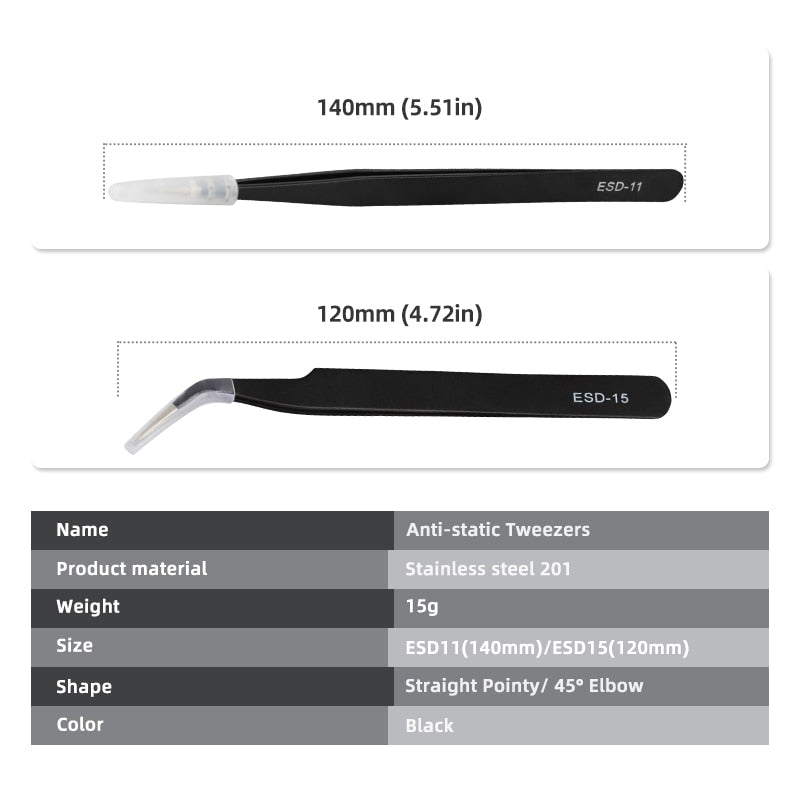 Tweezers Anti-static Precision Stainless Forceps Phone Repair IC Chips - KiwisLove