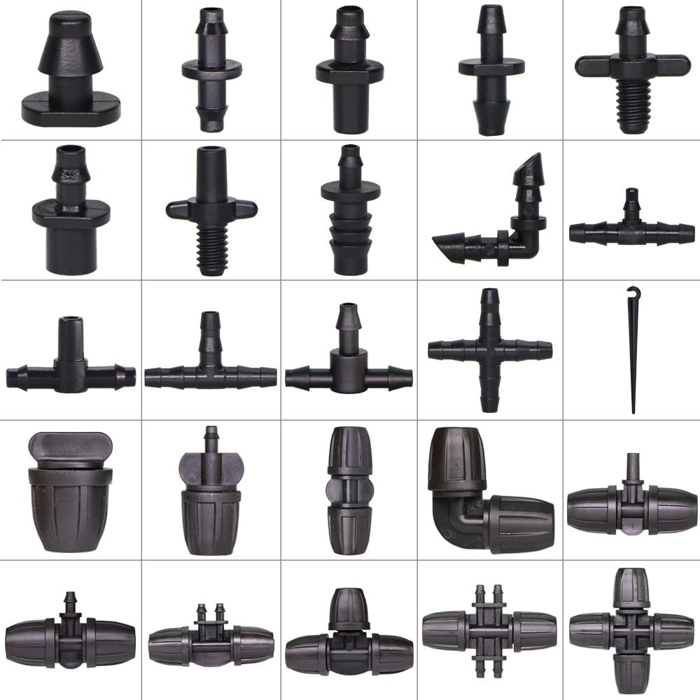 Garden Irrigation Hose Sprinkler Connector Double Barb Tee Elbow Eng Plug Water Pipe Joint 8/11 4/7mm Hose Lock Watering Fitting - KiwisLove