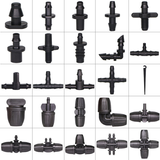 Garden Irrigation Hose Sprinkler Connector Double Barb Tee Elbow Eng Plug Water Pipe Joint 8/11 4/7mm Hose Lock Watering Fitting - KiwisLove