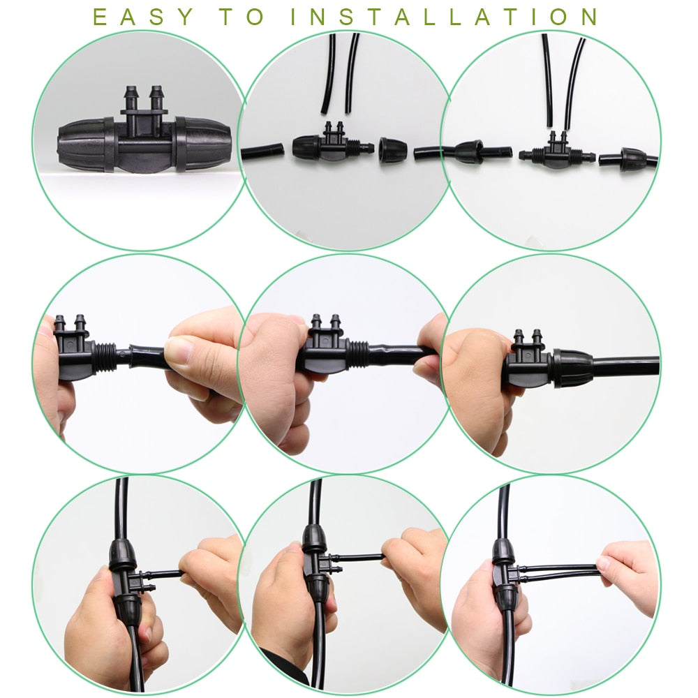 Garden Irrigation Hose Sprinkler Connector Double Barb Tee Elbow Eng Plug Water Pipe Joint 8/11 4/7mm Hose Lock Watering Fitting - KiwisLove