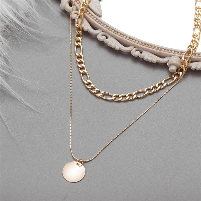 Multi-layer Coin Chain Choker Necklace - KiwisLove