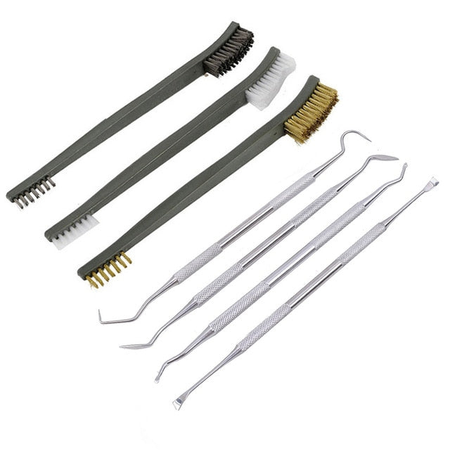 7pcs/Set 3pcs Steel Wire Brush + 4pcs Nylon Pick Set Universal Gun Hunting Cleaning Kit Tactical Rifle Pistol Gun Cleaning Tool - KiwisLove