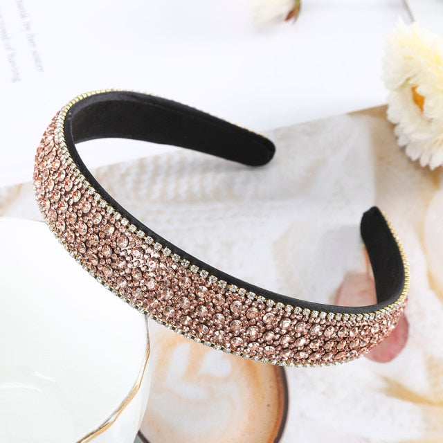 Crystal Headbands Fashion Hair Hoop Bands Bezel Luxurious Rhinestones Sponge - KiwisLove