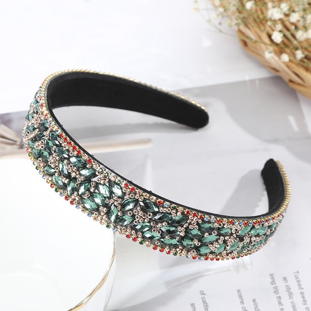 Crystal Headbands Fashion Hair Hoop Bands Bezel Luxurious Rhinestones Sponge - KiwisLove