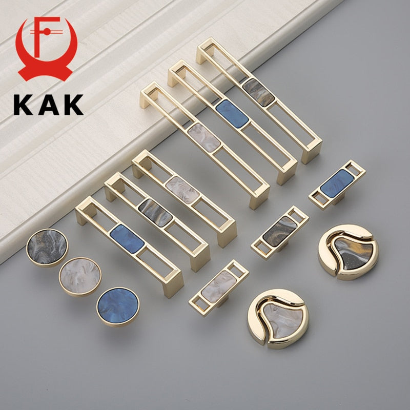 KAK Zinc Alloy Gold Furniture Handle Gemstone Cabinet Handle Wardrobe - KiwisLove