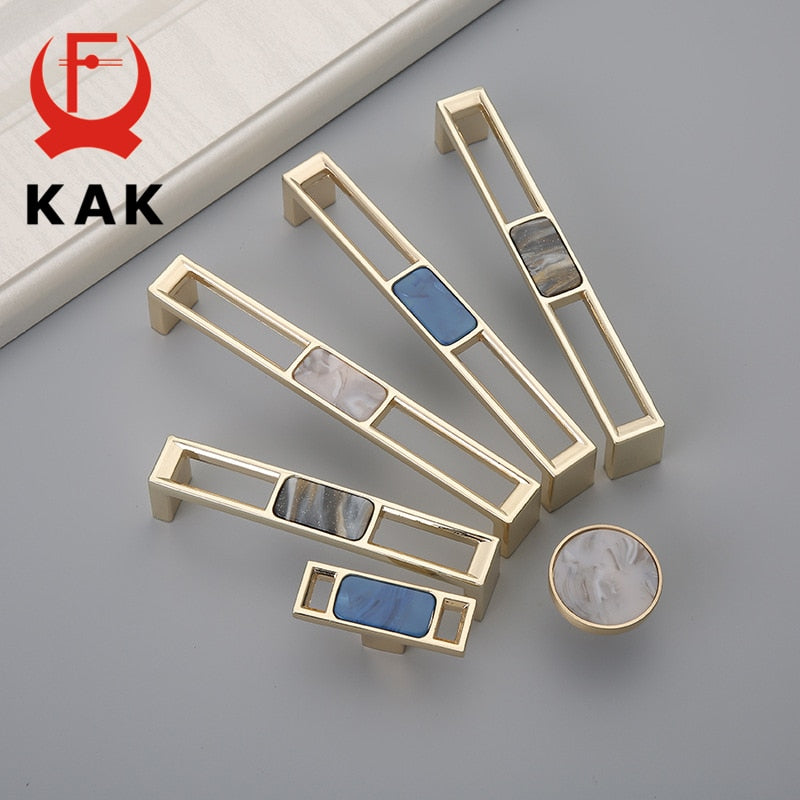 KAK Zinc Alloy Gold Furniture Handle Gemstone Cabinet Handle Wardrobe - KiwisLove