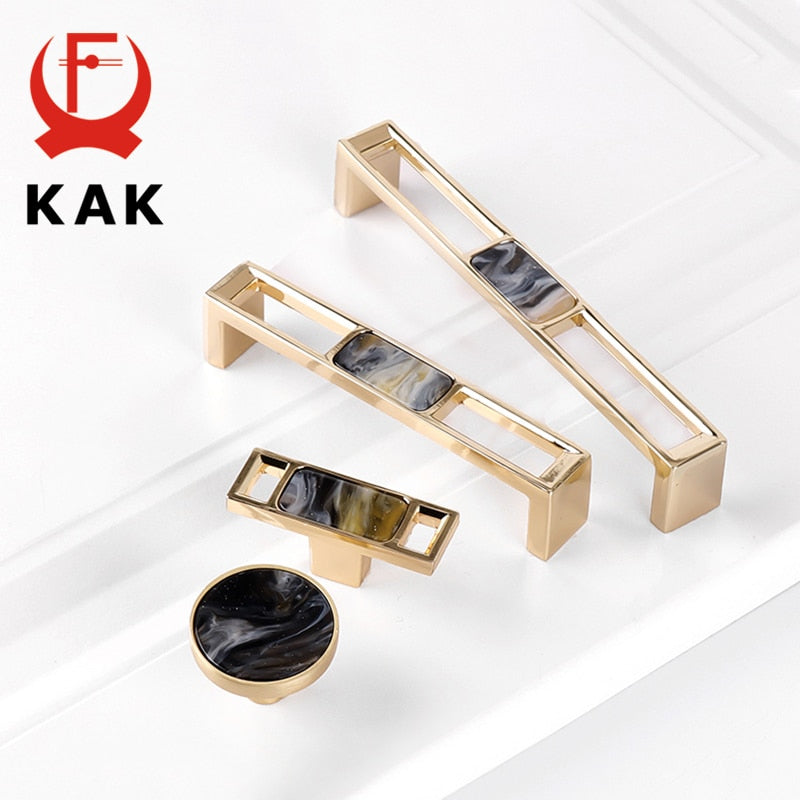 KAK Zinc Alloy Gold Furniture Handle Gemstone Cabinet Handle Wardrobe - KiwisLove