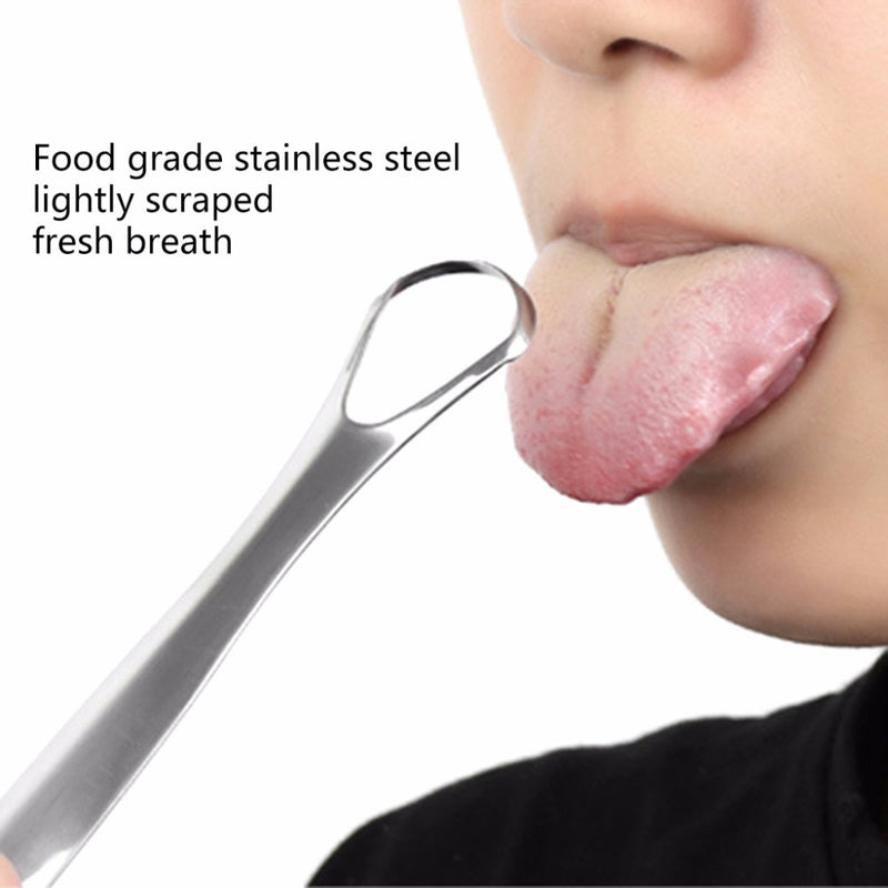 1PC Useful Tongue Scraper Stainless Steel Oral Tongue Cleaner Medical Mouth Brush Reusable Fresh Breath Maker - KiwisLove