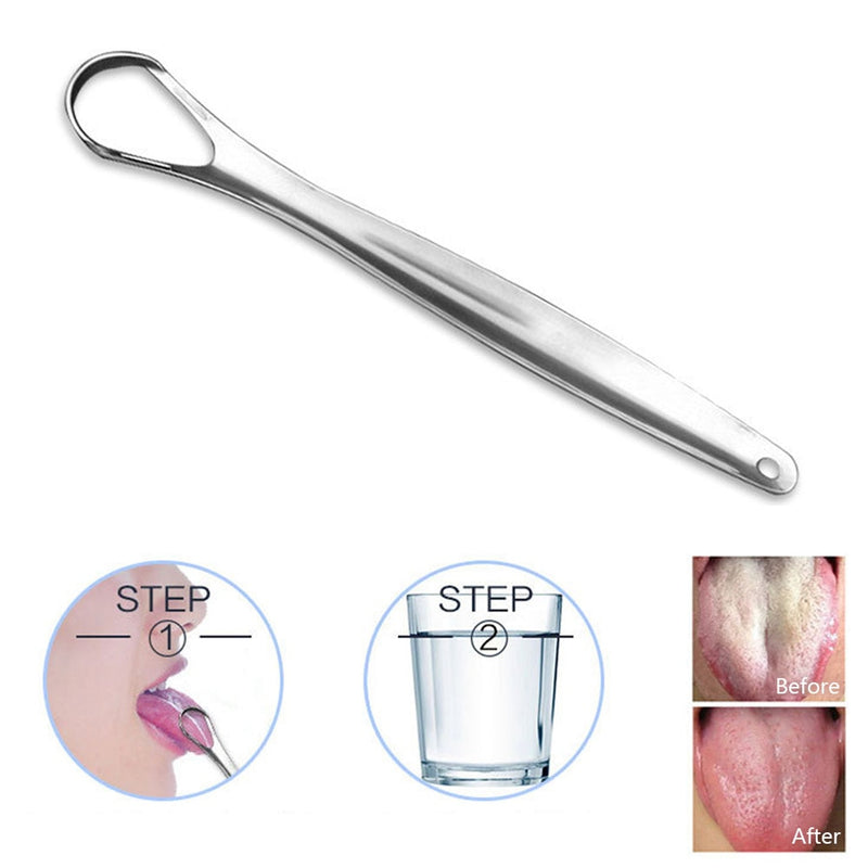 1PC Useful Tongue Scraper Stainless Steel Oral Tongue Cleaner Medical Mouth Brush Reusable Fresh Breath Maker - KiwisLove
