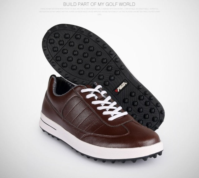 PGM Golf Shoes Men Genuine Leather Waterproof Sneaker Spikes Anti-Slip Shockproof - KiwisLove