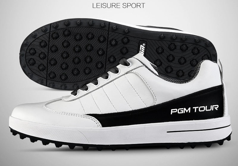 PGM Golf Shoes Men Genuine Leather Waterproof Sneaker Spikes Anti-Slip Shockproof - KiwisLove