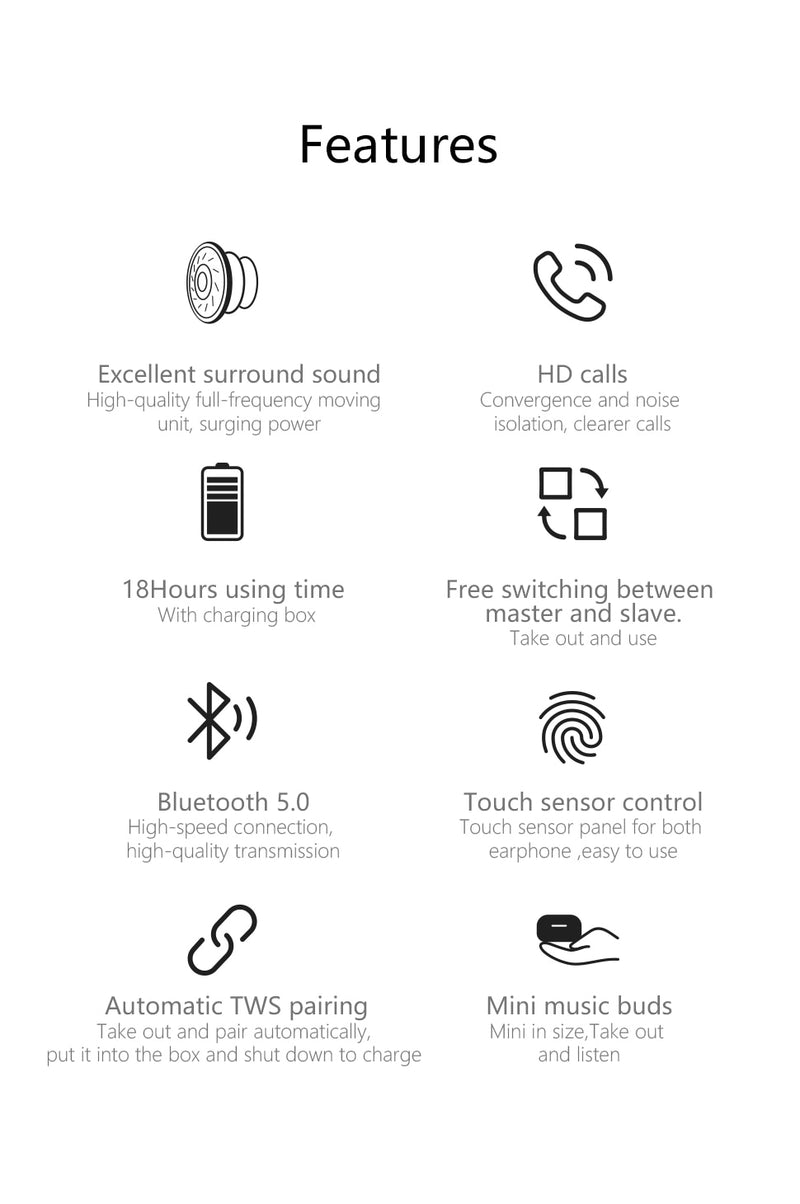 Mifa X19 TWS Earphone Wireless Bluetooth 5.0 Earbuds Noise Cancelling - KiwisLove