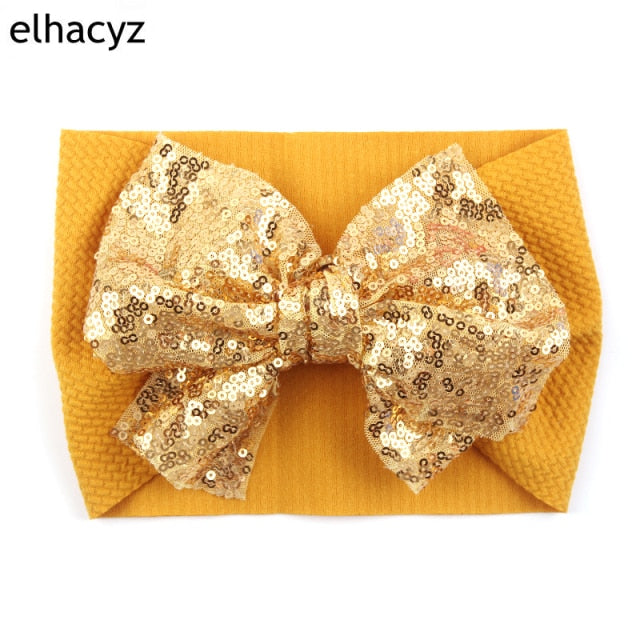 2021 NEW Big Bow Headband Pearl Flower Turban Girls Fabric Elastic Hair Band - KiwisLove