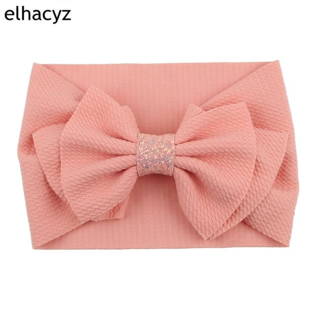 2021 NEW Big Bow Headband Pearl Flower Turban Girls Fabric Elastic Hair Band - KiwisLove