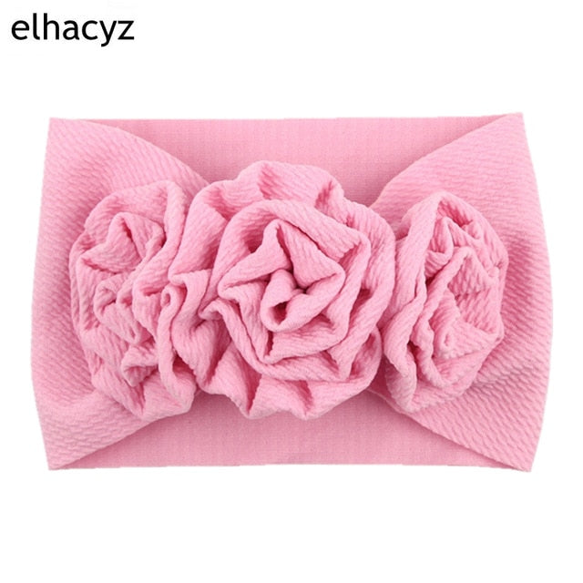 2021 NEW Big Bow Headband Pearl Flower Turban Girls Fabric Elastic Hair Band - KiwisLove