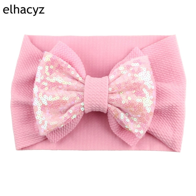 2021 NEW Big Bow Headband Pearl Flower Turban Girls Fabric Elastic Hair Band - KiwisLove