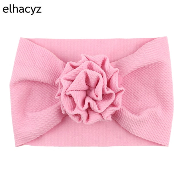 2021 NEW Big Bow Headband Pearl Flower Turban Girls Fabric Elastic Hair Band - KiwisLove