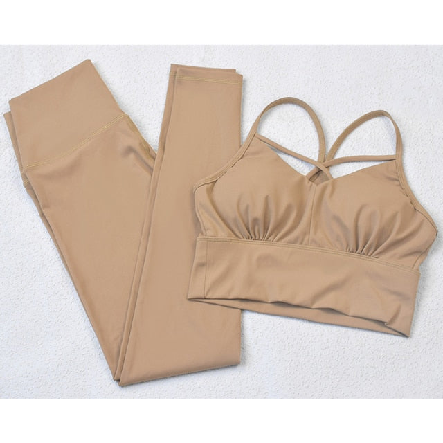 Women Yoga Sets Bras High Waist Legging Outfits Gym Wear Running Clothing Workout - KiwisLove
