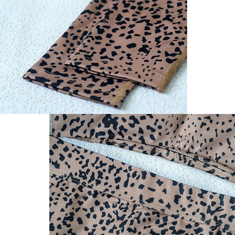 Leopard Women Yoga set Outfit High Waist Legging Sports Bras Top Gym Running - KiwisLove