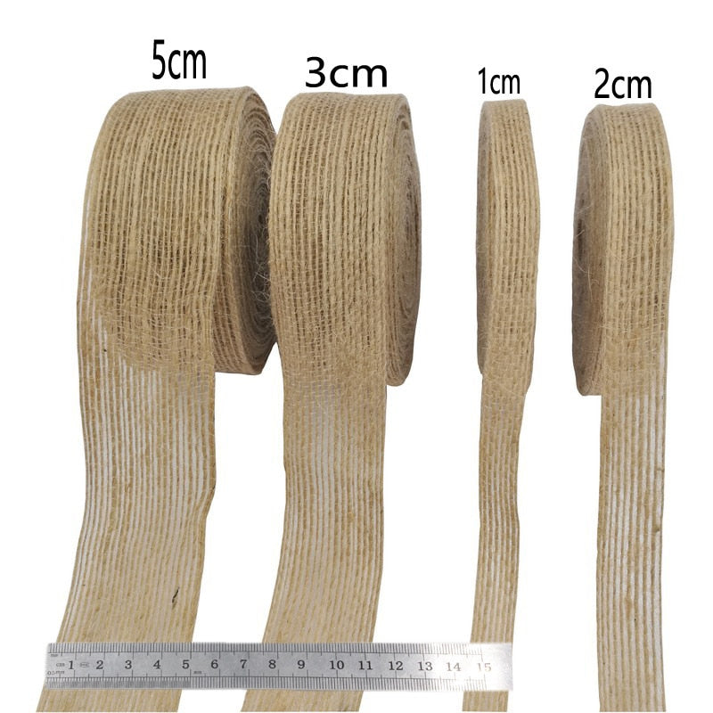 5M/Roll Natural Jute Burlap Hessian Ribbon With Lace Rustic Wedding Party Decoration Supplies DIY Craft Gift Packing Webbing - KiwisLove