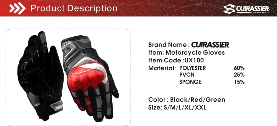 Cuirassier Touchscreen Night Reflective Motorcycle Full Finger Gloves Protective Racing Biker Riding Motorbike Moto Motocross - KiwisLove