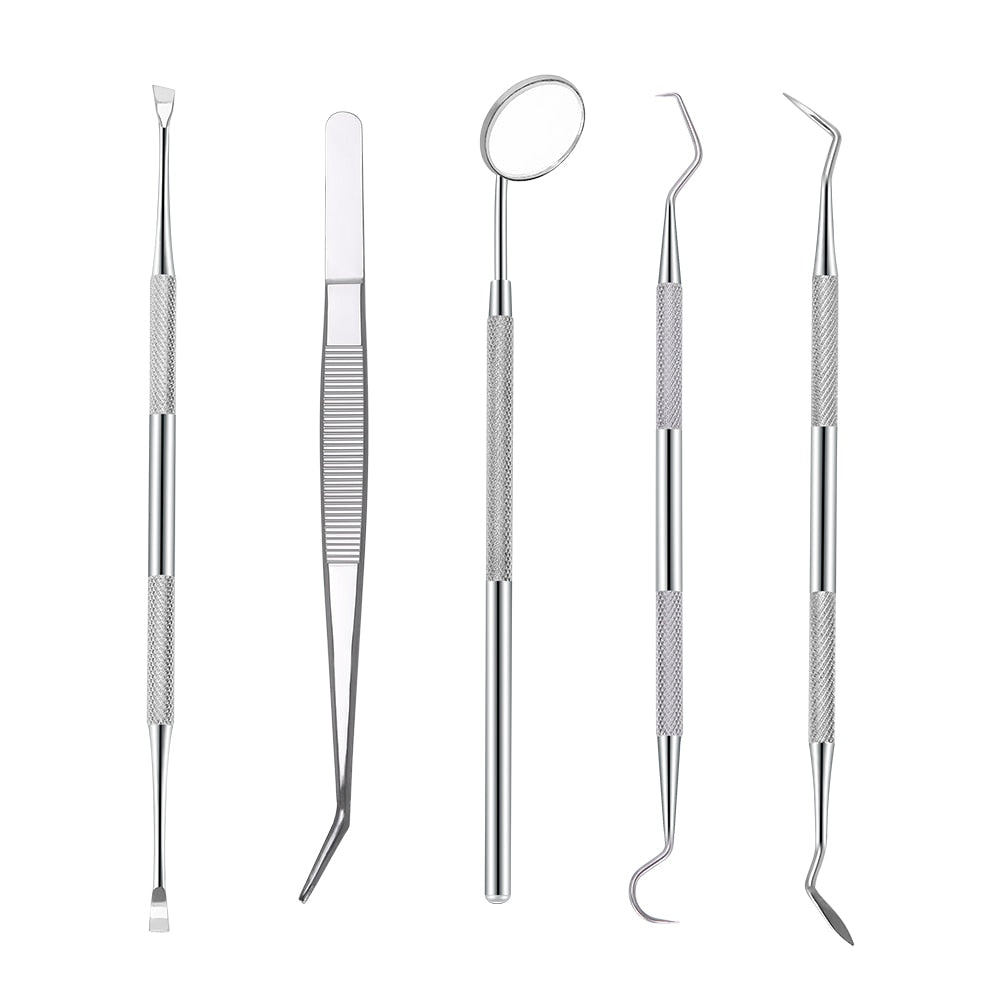 AZDENT Dental Mouth Mirror Stainless Steel Tweezers Elbow Probe Dentist Instrument Teeth Cleaning Whitening Dentistry Tools Set - KiwisLove