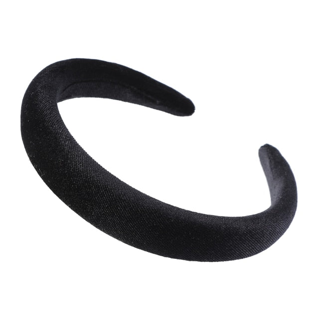 Bezel Head Silk Padded Headband for Women Solid Thick Hair Hoop - KiwisLove