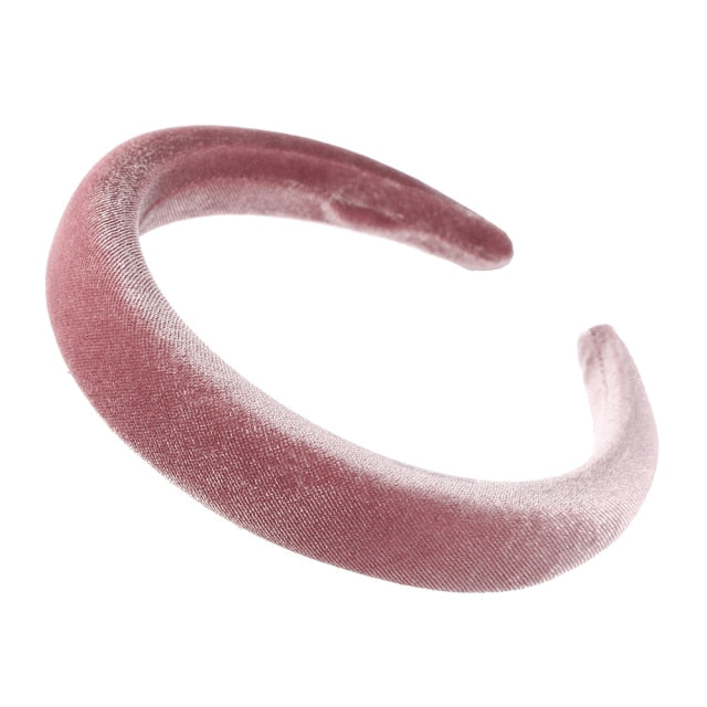 Bezel Head Silk Padded Headband for Women Solid Thick Hair Hoop - KiwisLove