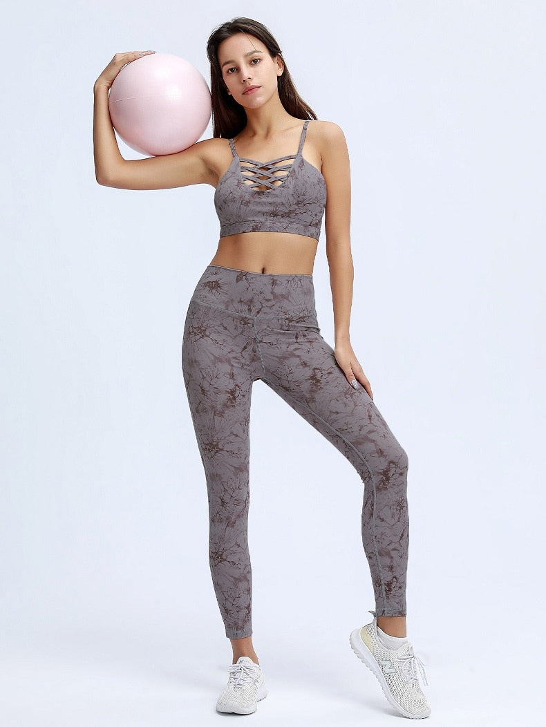 Women Yoga Top Bra High Waist Legging Fitness Sets Workout Tracksuit Gym Running - KiwisLove