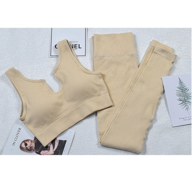 Seamless Women Yoga Set Fitness Sport High Waist Legging Gym Wear Running Clothing - KiwisLove