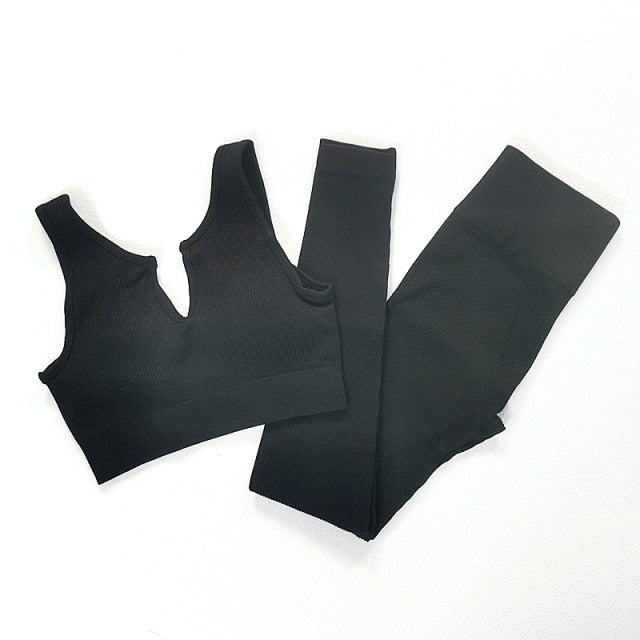 Seamless Women Yoga Set Fitness Sport High Waist Legging Gym Wear Running Clothing - KiwisLove