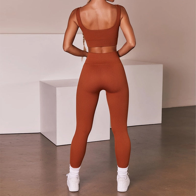 Seamless Women Yoga Set Fitness Sport High Waist Legging Gym Wear Running Clothing - KiwisLove