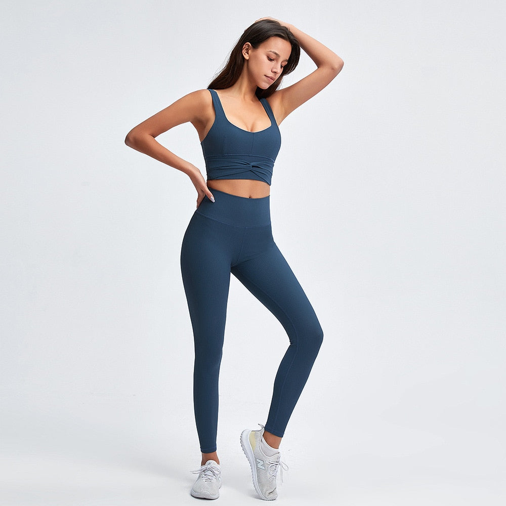 Women Yoga Sets Top Vest and High Waist Legging Gym Wear Running Clothing - KiwisLove