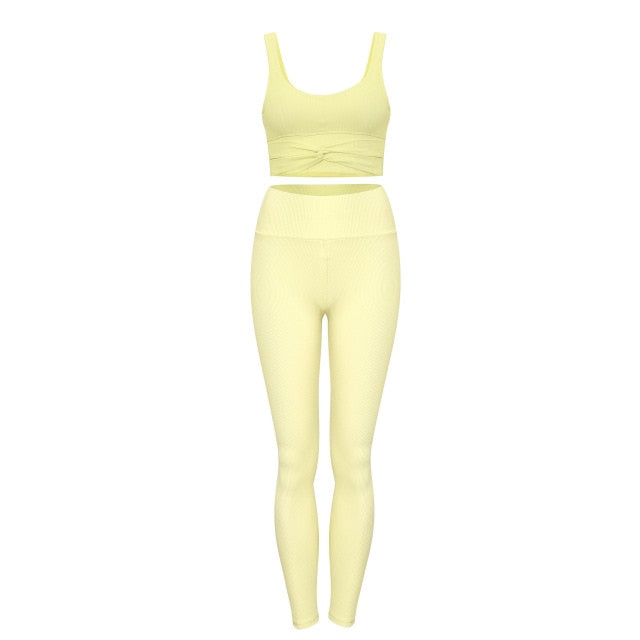 Women Yoga Sets Top Vest and High Waist Legging Gym Wear Running Clothing - KiwisLove
