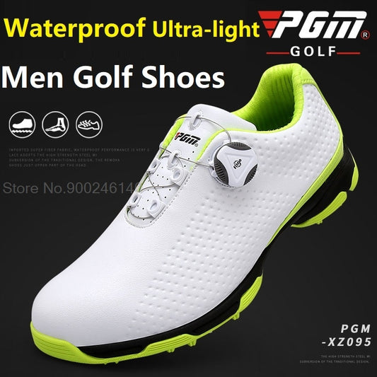 Pgm Golf Shoes Men Waterproof  Knobs Buckle Mesh Lining Breathable Slip Resistant - KiwisLove