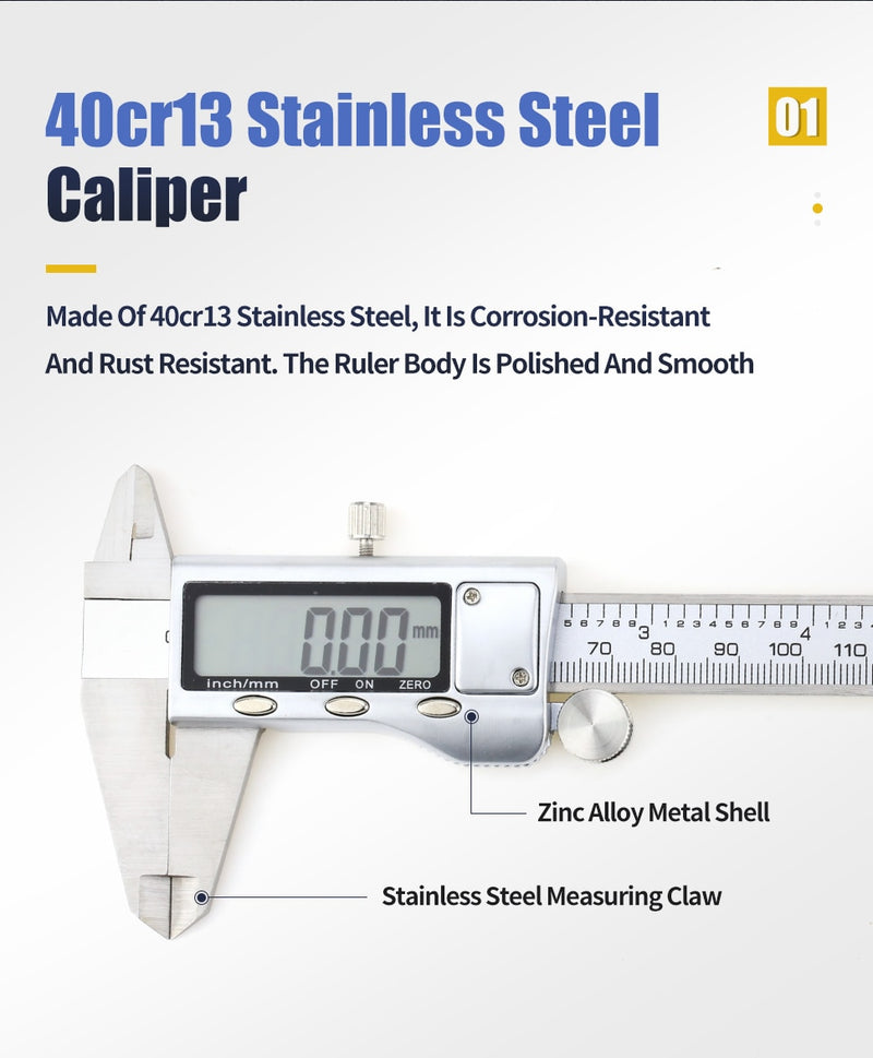 Digital Metal Caliper Stainless Steel Vernier Calipers Electronic Micrometer - KiwisLove