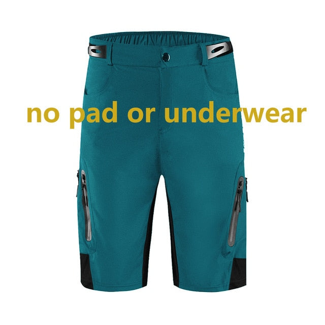 WOSAWE Men Padded Baggy Cycling Shorts Reflective MTB Mountain Bike Bicycle Riding Trousers Water Resistant Loose Fit Shorts - KiwisLove