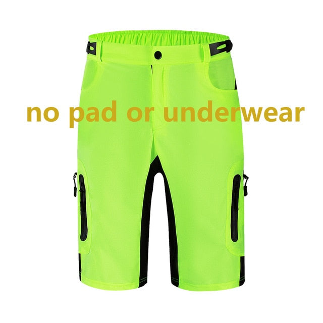 WOSAWE Men Padded Baggy Cycling Shorts Reflective MTB Mountain Bike Bicycle Riding Trousers Water Resistant Loose Fit Shorts - KiwisLove