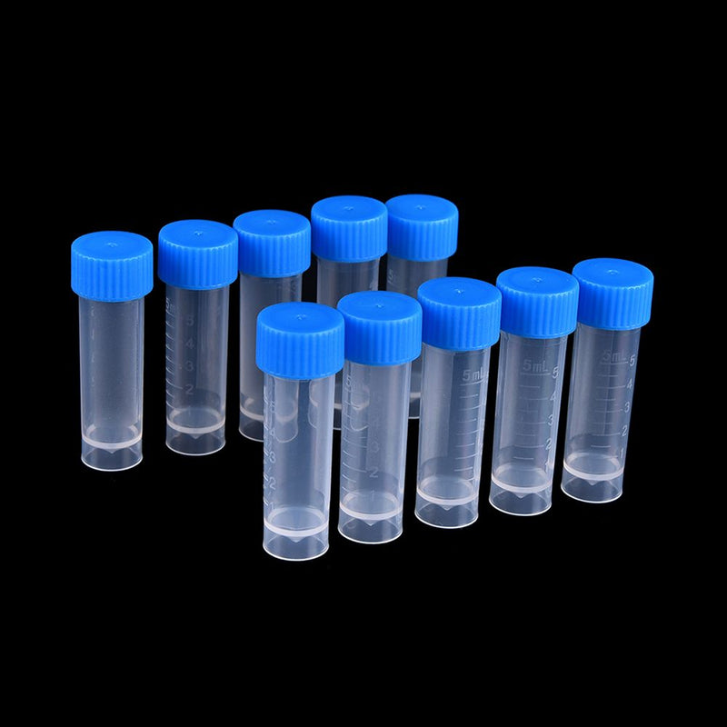 Laboratory Chemistry Plastic Test Tubes Vials Seal Caps  10 Pcs * 5ml - KiwisLove