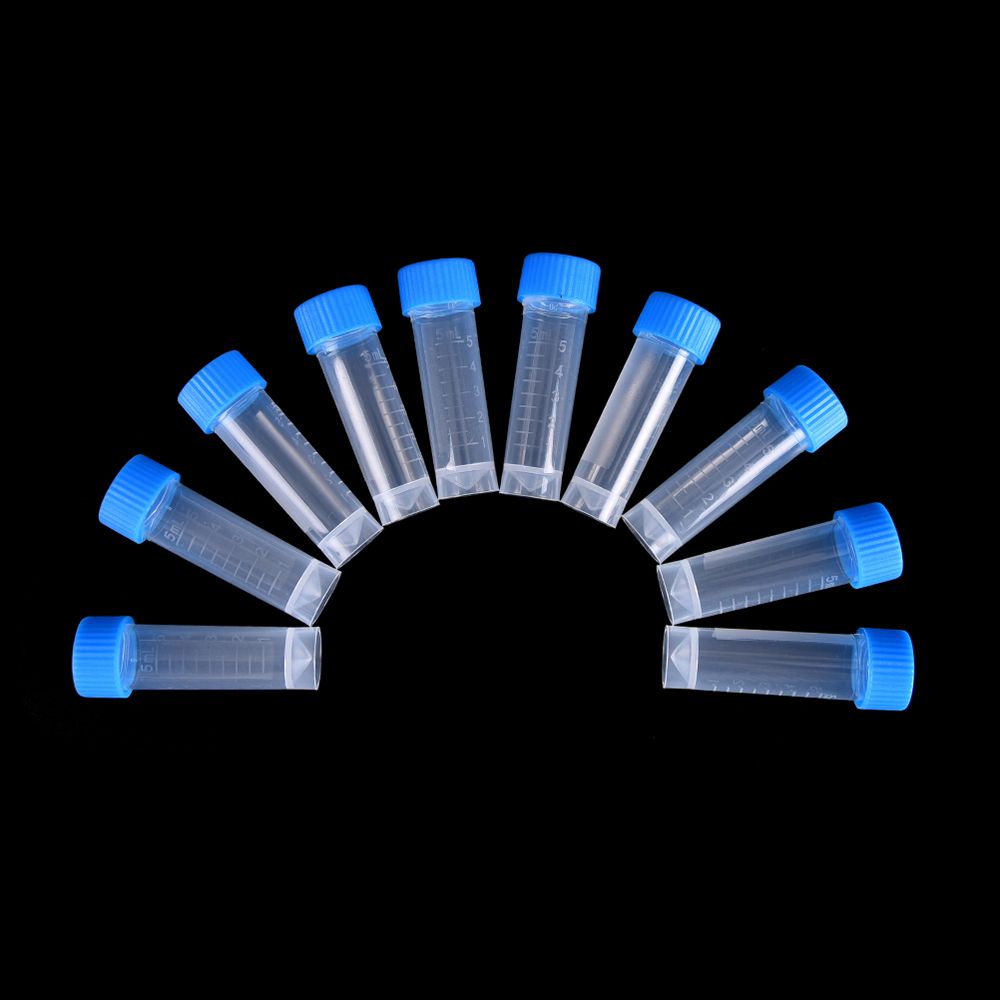 Laboratory Chemistry Plastic Test Tubes Vials Seal Caps  10 Pcs * 5ml - KiwisLove