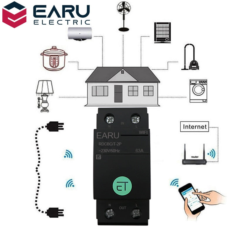 Smart WiFi Circuit Breaker Time Timer Relay Switch Voice Remote Control - KiwisLove